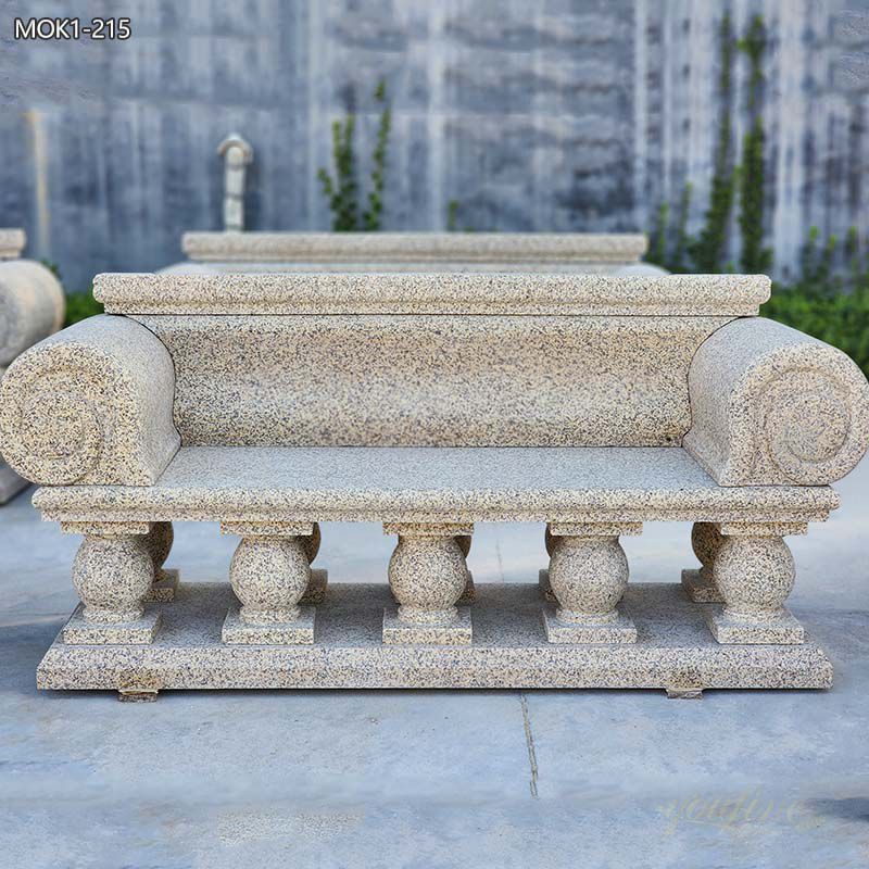Durable Granite Garden Bench with Back for Sale