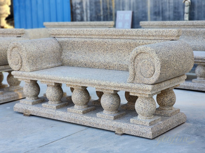 Durable Granite Garden Bench with Back for Sale