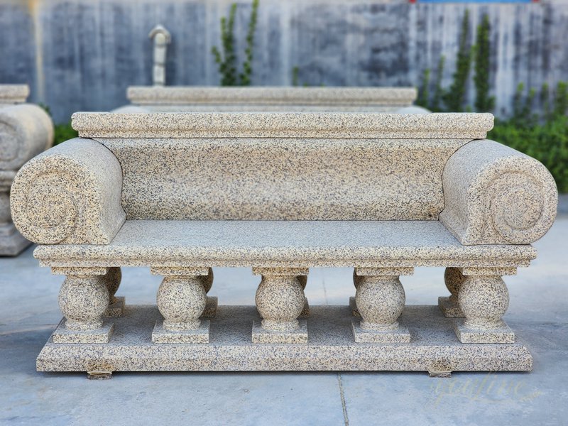 Durable Granite Garden Bench with Back for Sale