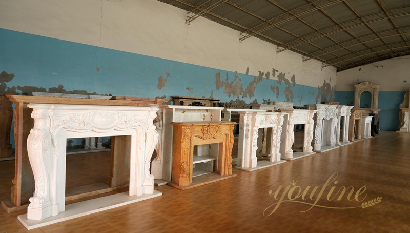 Hand Carved Fireplace Marble Surround for Home