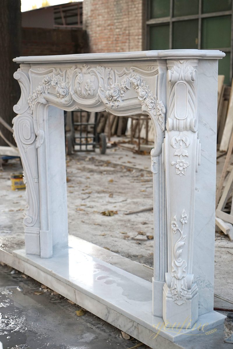 Hand Carved Fireplace Marble Surround for Home