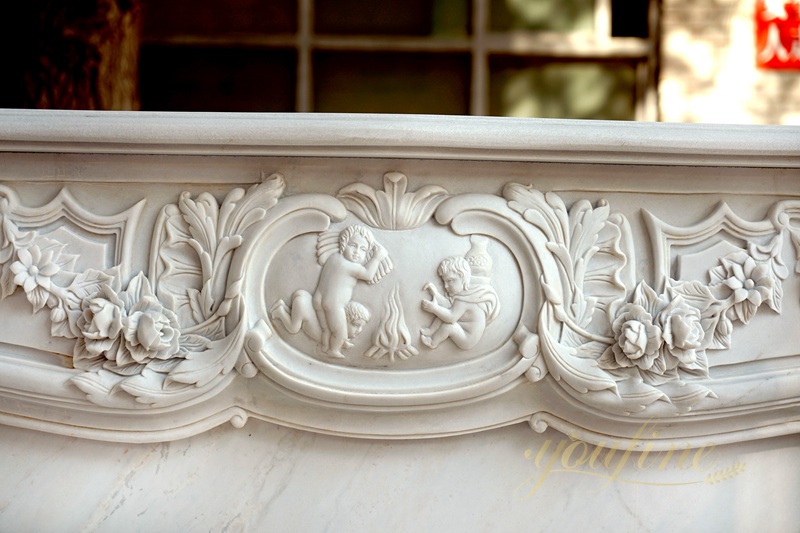 Hand Carved Fireplace Marble Surround for Home