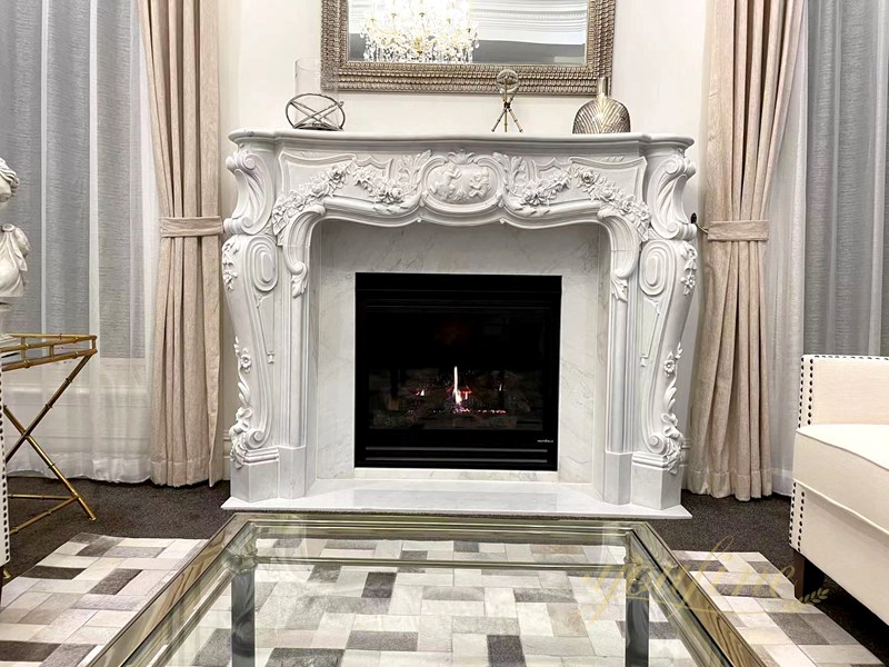 Hand Carved Fireplace Marble Surround for Home