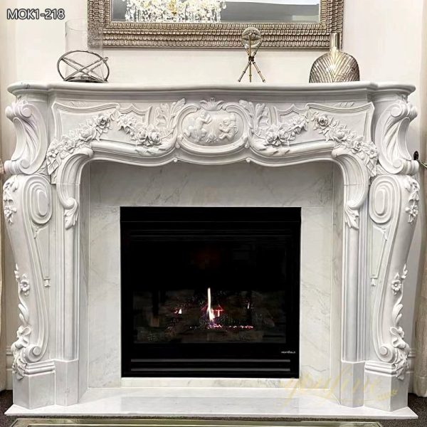 Hand Carved Fireplace Marble Surround for Home