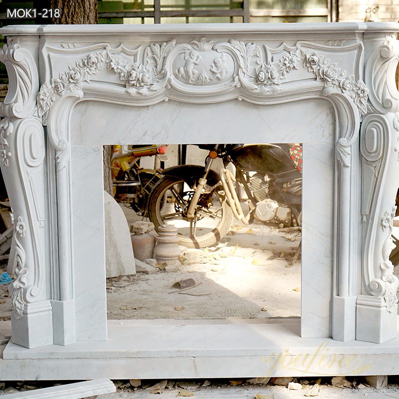 Hand Carved Fireplace Marble Surround for Home