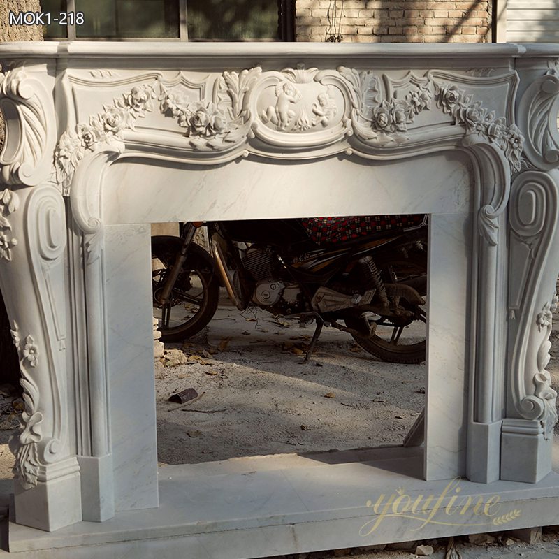 Hand Carved Fireplace Marble Surround for Home