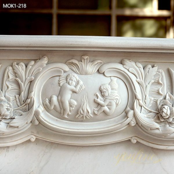 Hand Carved Fireplace Marble Surround for Home