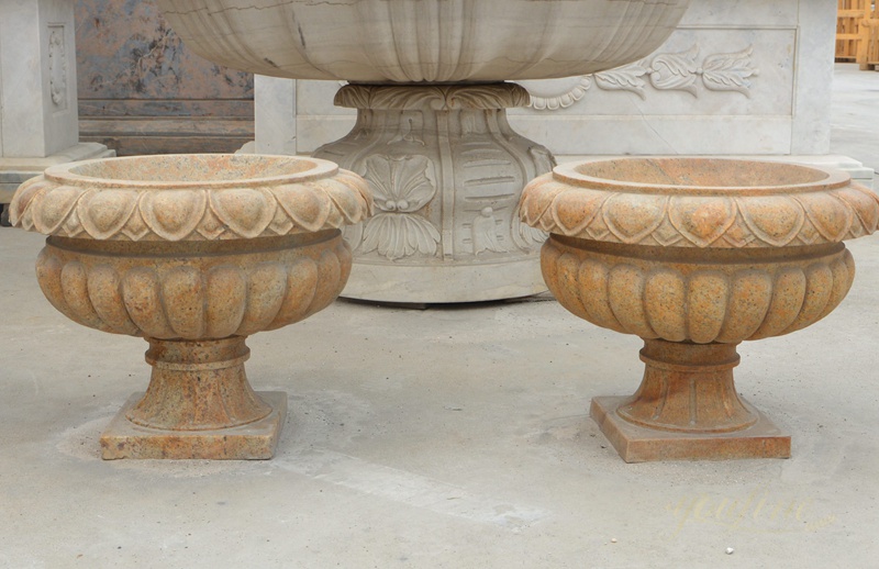 Hand Carved Natural Beige Marble Planters Supplier