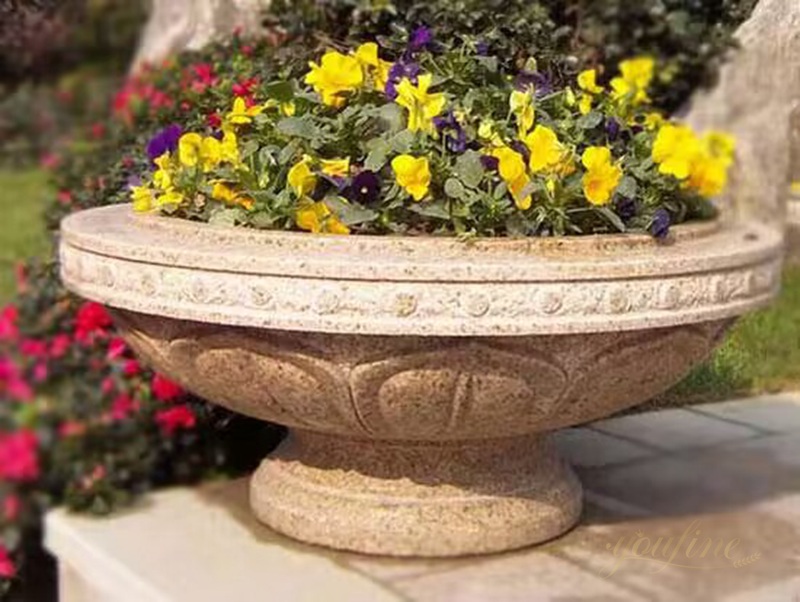 Hand Carved Natural Beige Marble Planters Supplier