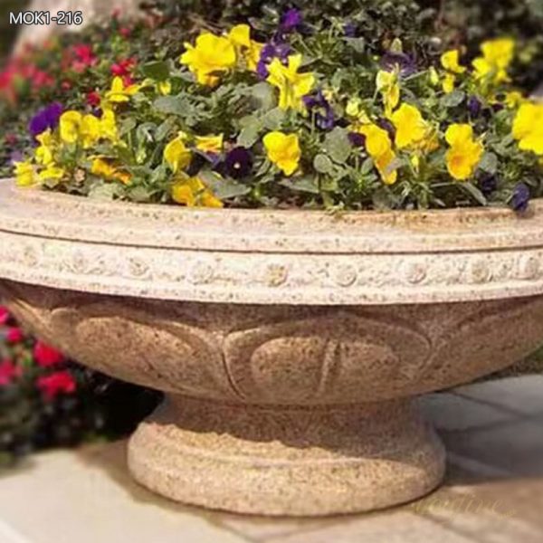 Hand Carved Natural Beige Marble Planters Supplier