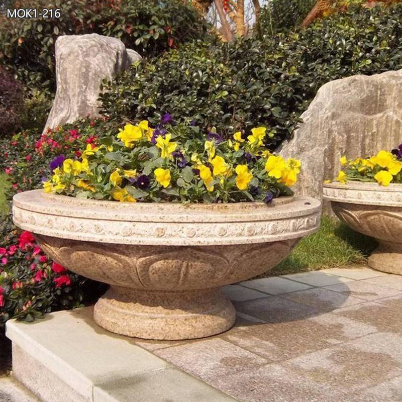 Hand Carved Natural Beige Marble Planters Supplier