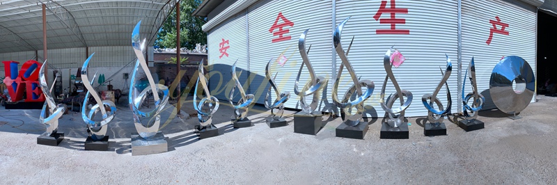 stainless steel modern outdoor sculpture