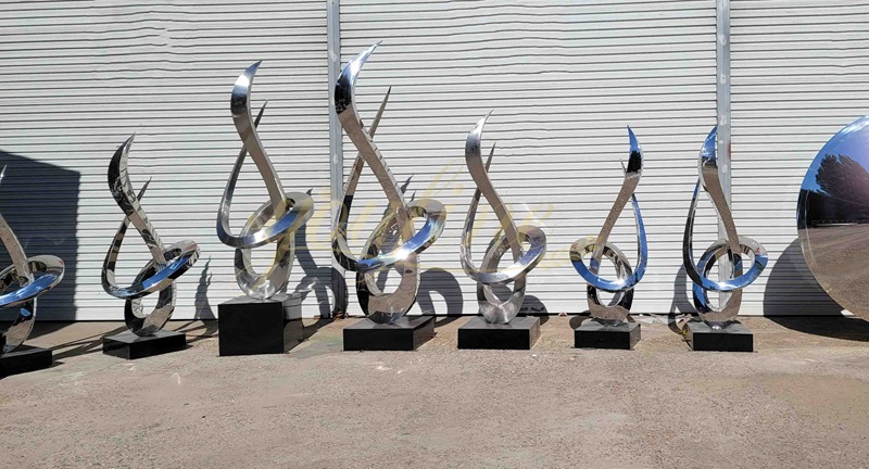 stainless steel modern outdoor sculpture