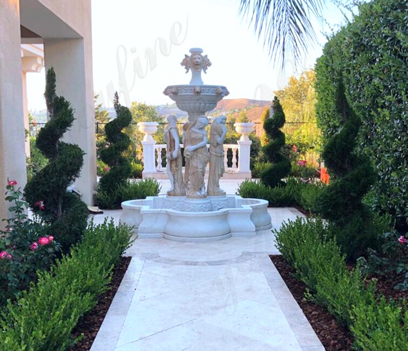 Large Marble wall fountain with greek statues