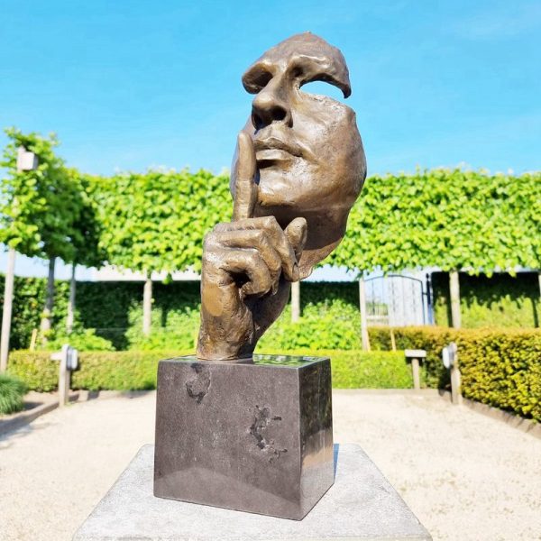 Large Bronze Face Sculpture Garden Decor