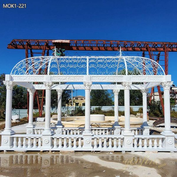 Magnificent Natural Marble Outdoor White Gazebo for Sale MOK1-221