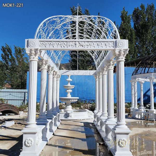 Magnificent Natural Marble Outdoor White Gazebo for Sale MOK1-221