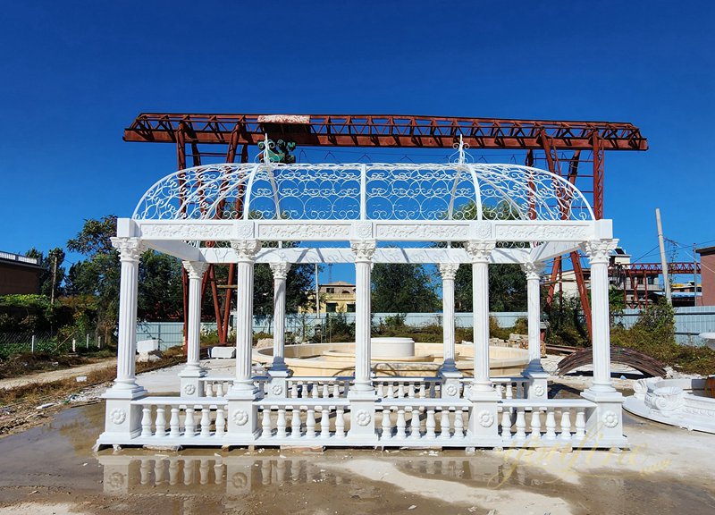 Magnificent Natural Marble Outdoor White Gazebo for Sale MOK1-221