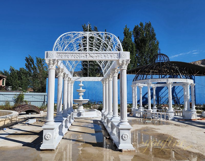 Magnificent Natural Marble Outdoor White Gazebo for Sale MOK1-221