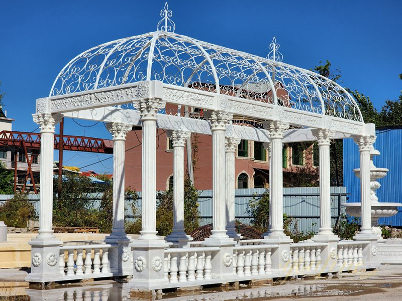 Natural Marble Outdoor White Gazebo