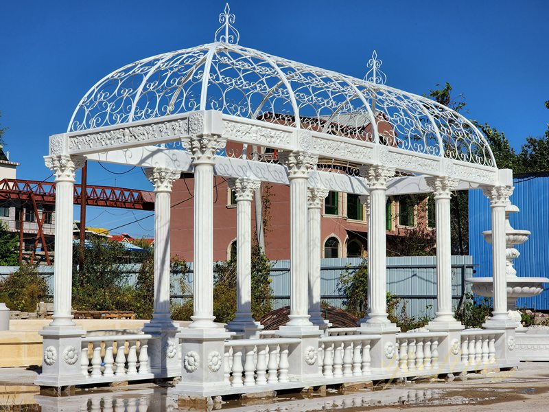 Magnificent Natural Marble Outdoor White Gazebo for Sale MOK1-221