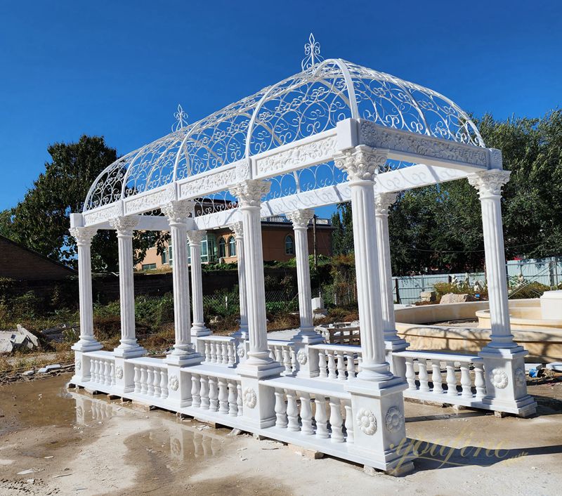 Magnificent Natural Marble Outdoor White Gazebo for Sale MOK1-221