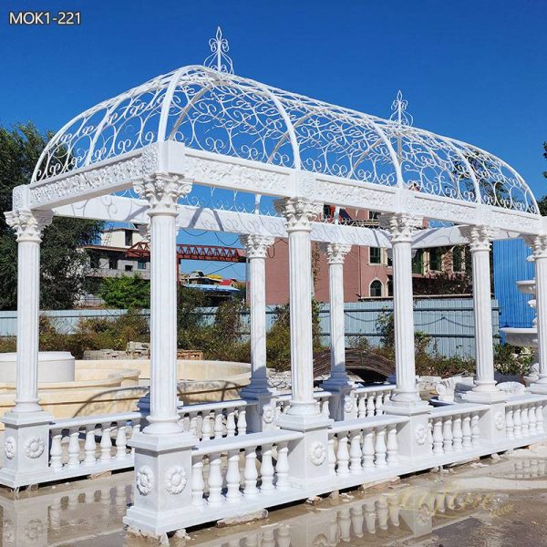 Magnificent Natural Marble Outdoor White Gazebo for Sale MOK1-221