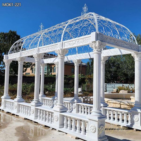 Magnificent Natural Marble Outdoor White Gazebo