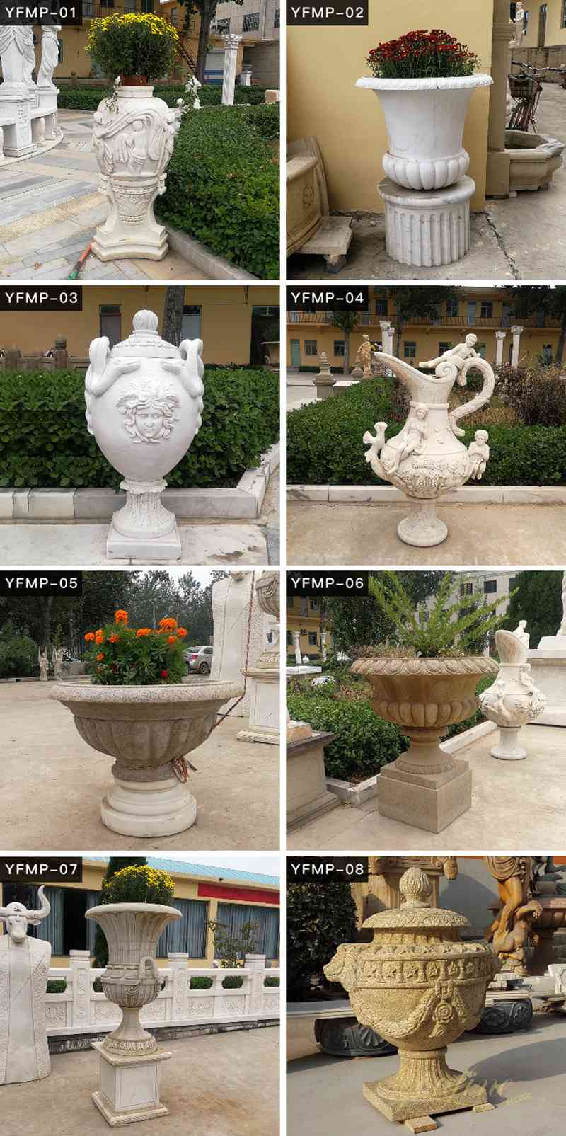 Timeless Tall Outdoor Marble Planter Pot for Sale