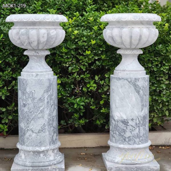 Timeless Tall Outdoor Marble Planter Pot for Sale MOK1-219
