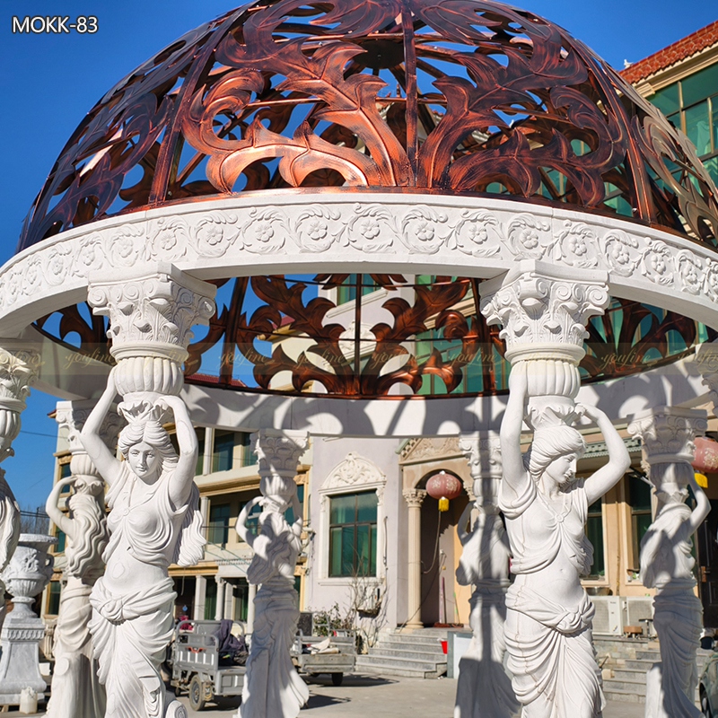 Natural White Marble Maidens Gazebo details show