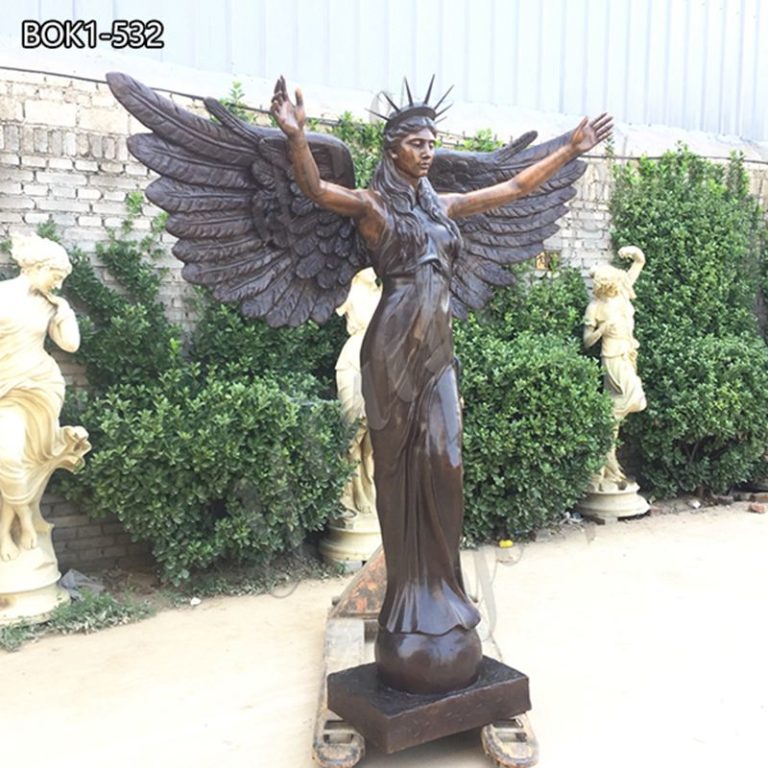 Beautiful large casting bronze outdoor garden angel statues with peace