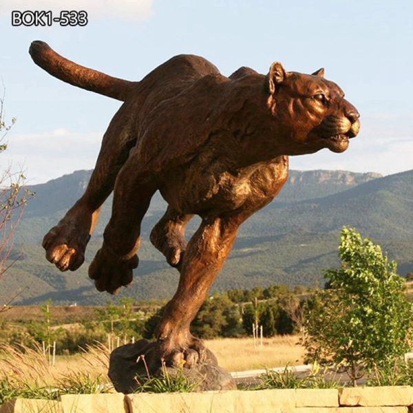 School Monument Mascot Bronze Life Size Cougar Statue BOK1-533