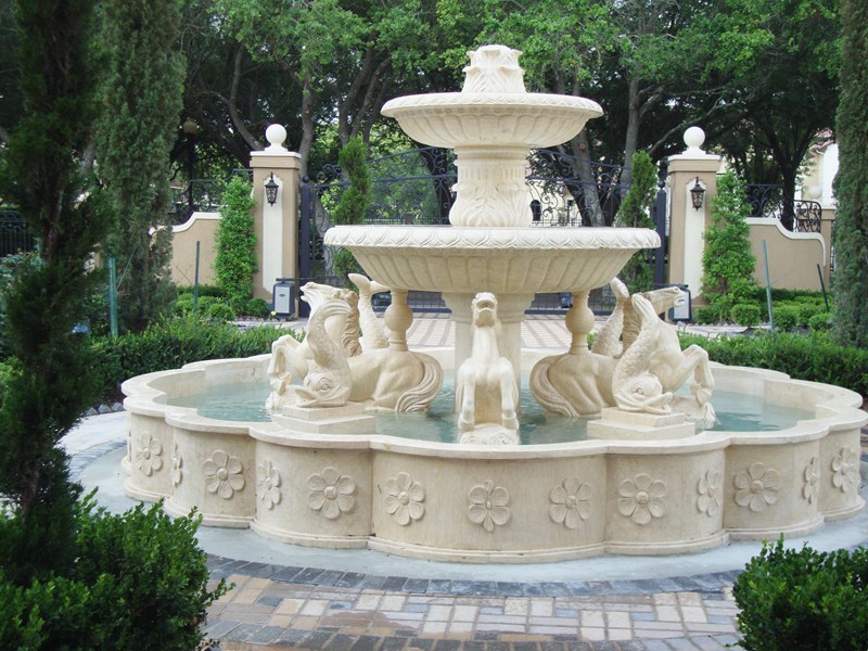 garden marble fish statue fountain