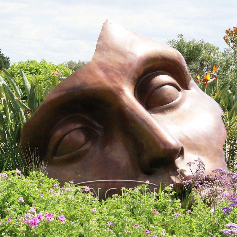 large-size-abstract-outdoor-decoration-broken-face-bronze-statue