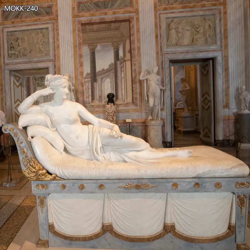 Canova Marble Paolina Borghese Venus Victrix Statue for Sale