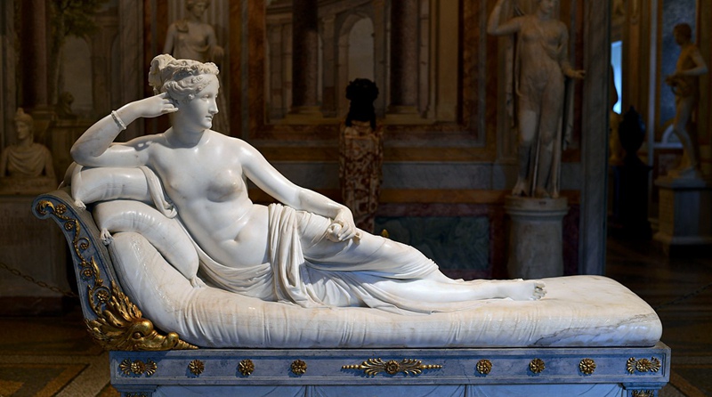 Canova Marble Paolina Borghese Venus Victrix Statue for Sale