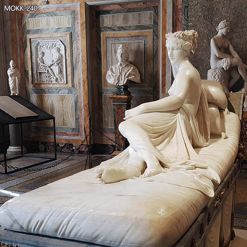 Canova Marble Paolina Borghese Venus Victrix Statue for Sale