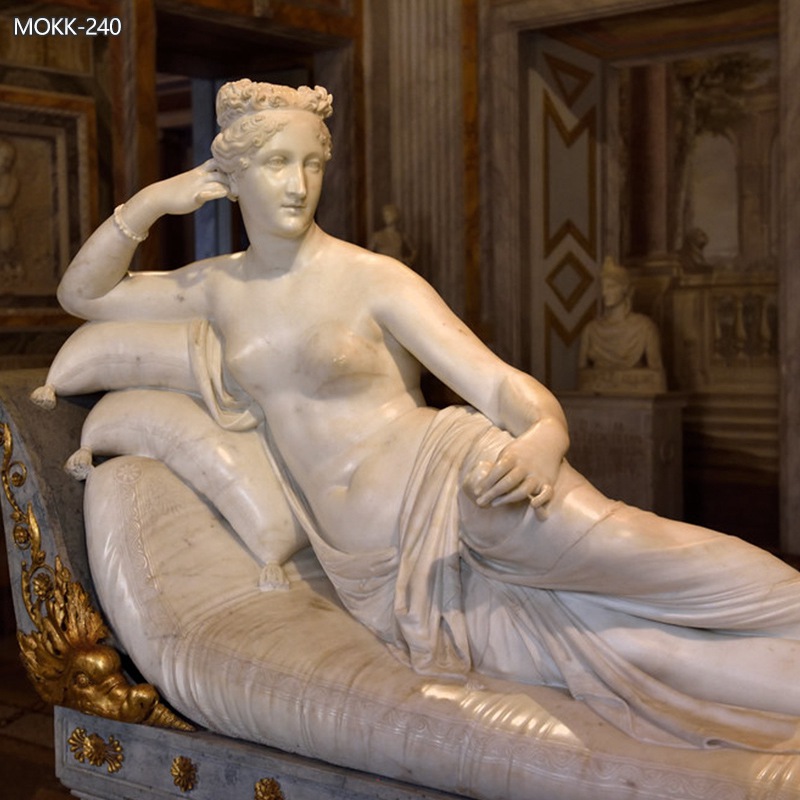 Canova Marble Paolina Borghese Venus Victrix Statue for Sale