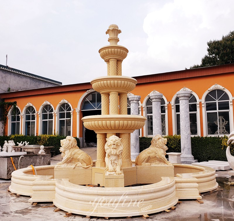 Egyptian Beige Marble Lion Fountain