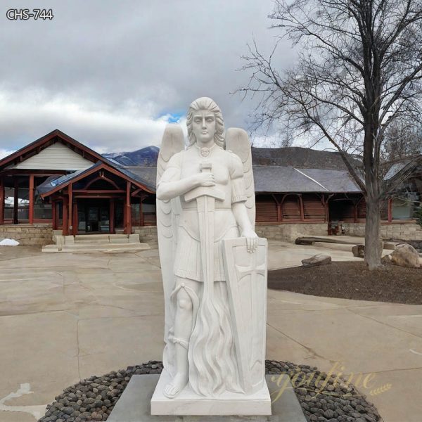 Hand Carved Marble St. Michael the Archangel Statue