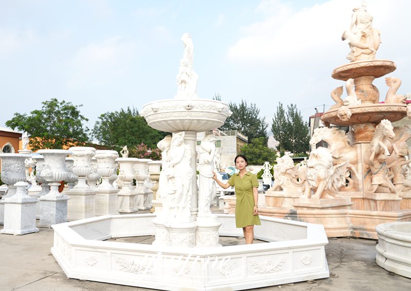 Hand-carved marble figure fountains
