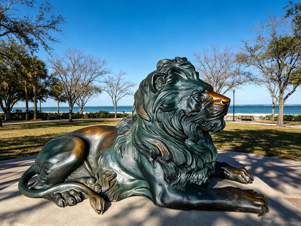 exquisite Lying Lion Lawn Statue for seaside Ornaments