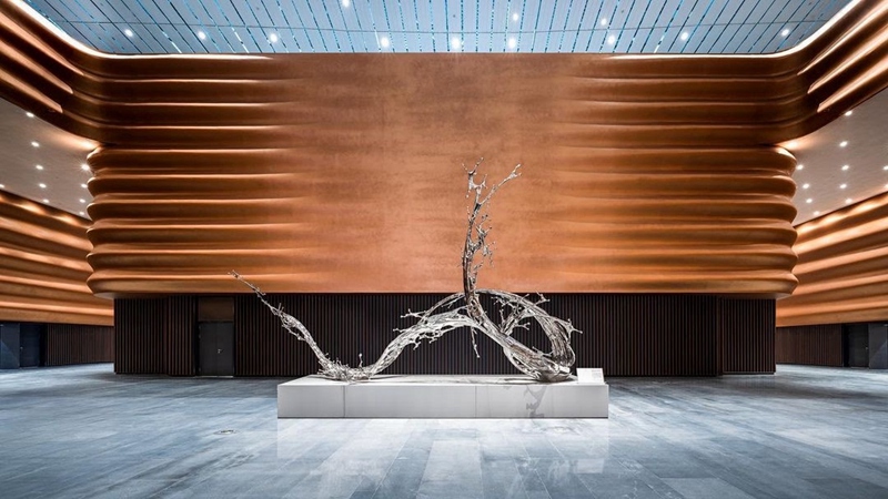 Modern Stainless Steel Water Splash Sculpture