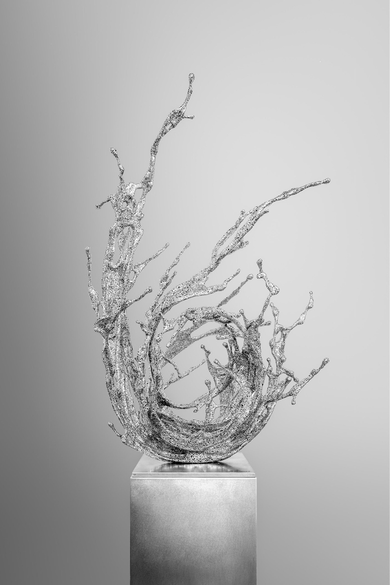 Modern Stainless Steel Water Splash Sculpture
