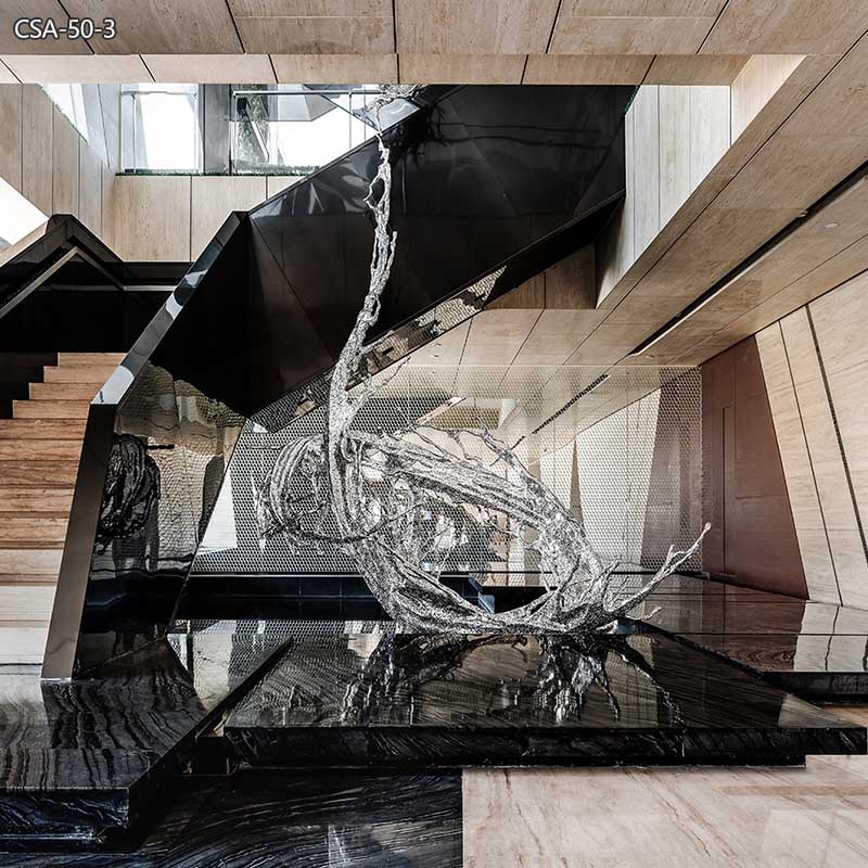 Modern Stainless Steel Water Splash Sculpture