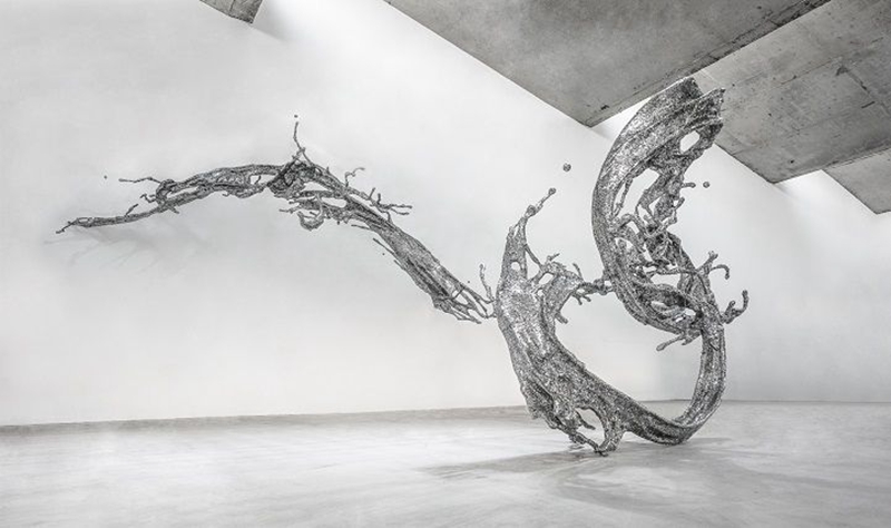 Modern Stainless Steel Water Splash Sculpture