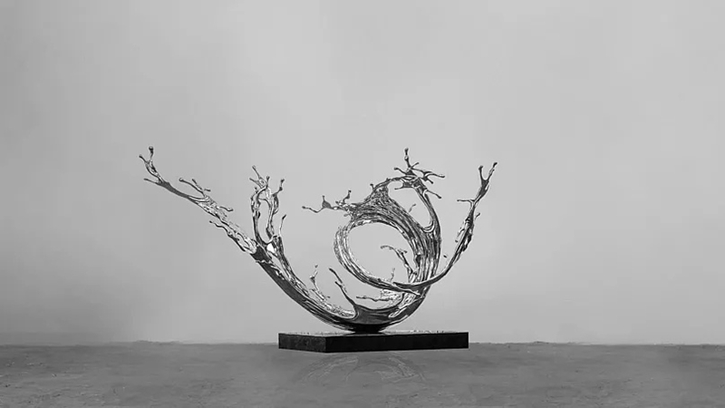 Modern Stainless Steel Water Splash Sculpture