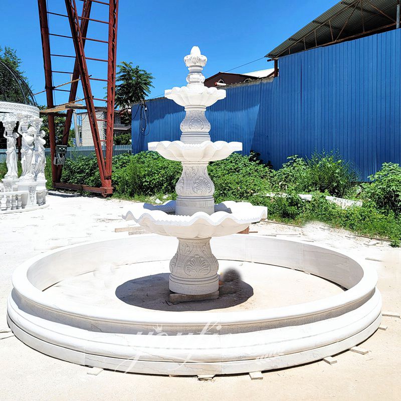 White tiered Marble Fountain