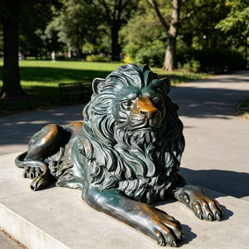 exquisite bronze Lying Lion Lawn Statue